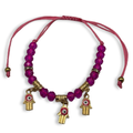 HotPink & Gold 3 Hamsa Charm Adjustable String Bracelet
