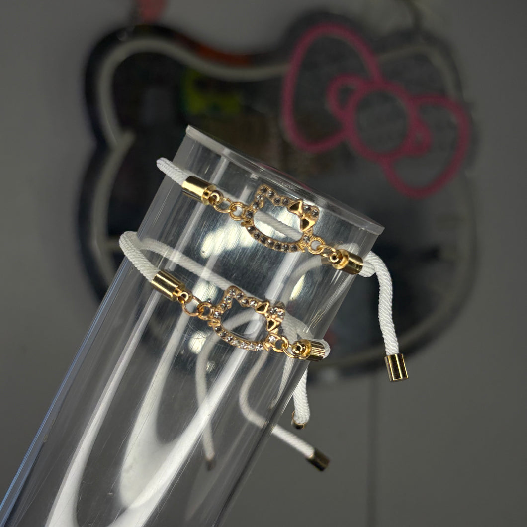 White& Gold It Girlie Adjustable Bracelet