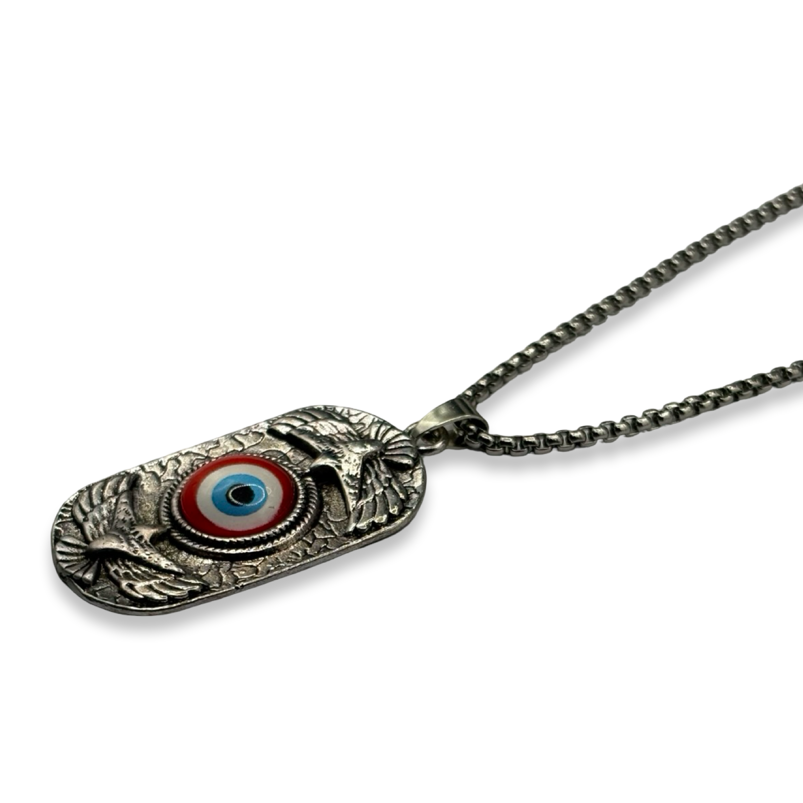 Silver & Red EE Necklace 20in