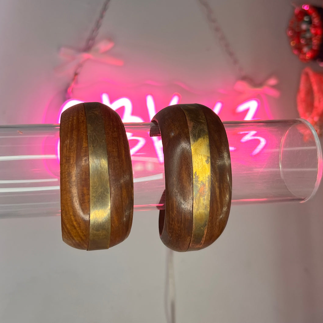 Brown & Gold Wooden Cuff