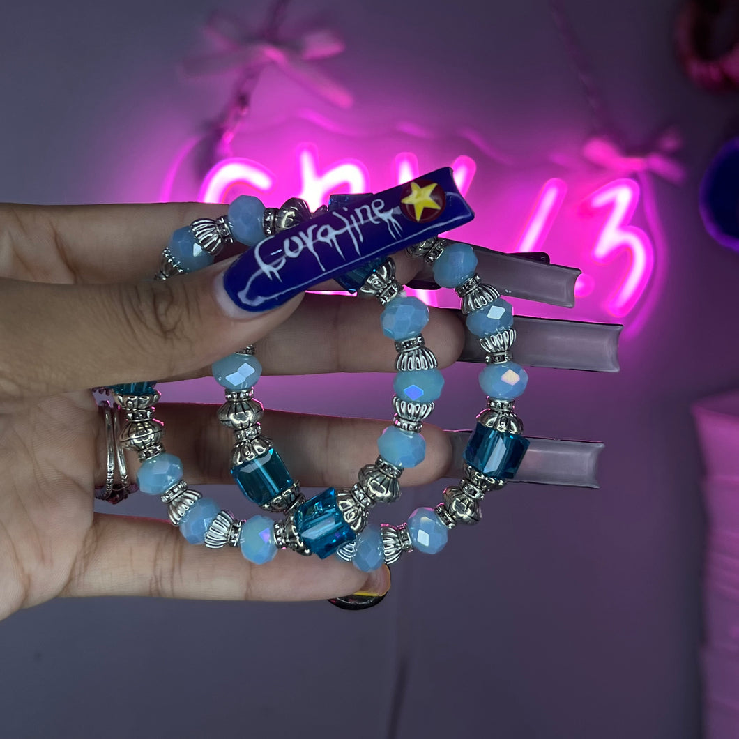 Baby Blue Lacey Basic Beaded Bracelet