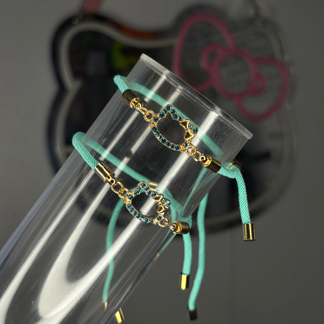 Baby Blue & Gold It Girlie Adjustable Bracelet