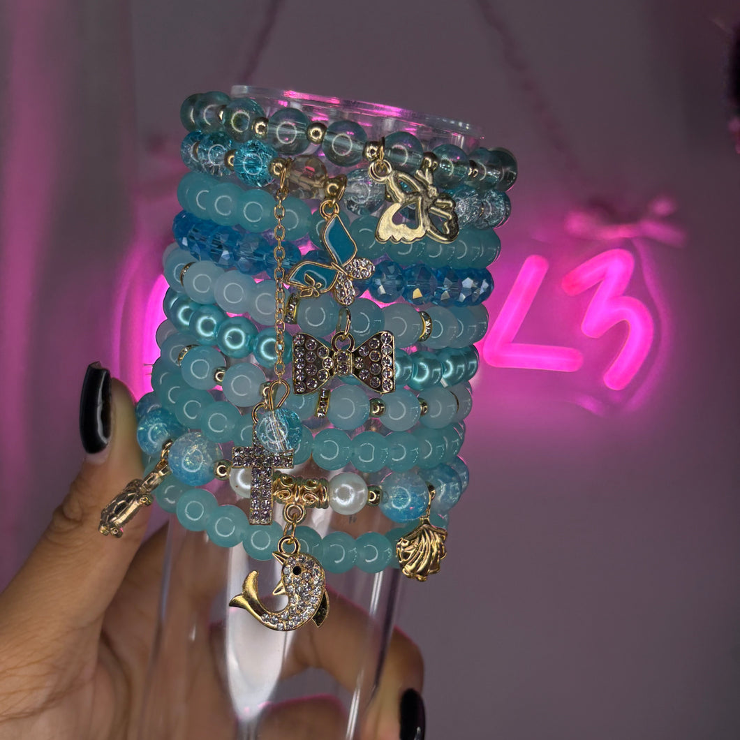 Blue 10PC Meg Stack (Beaded Bracelet Set)