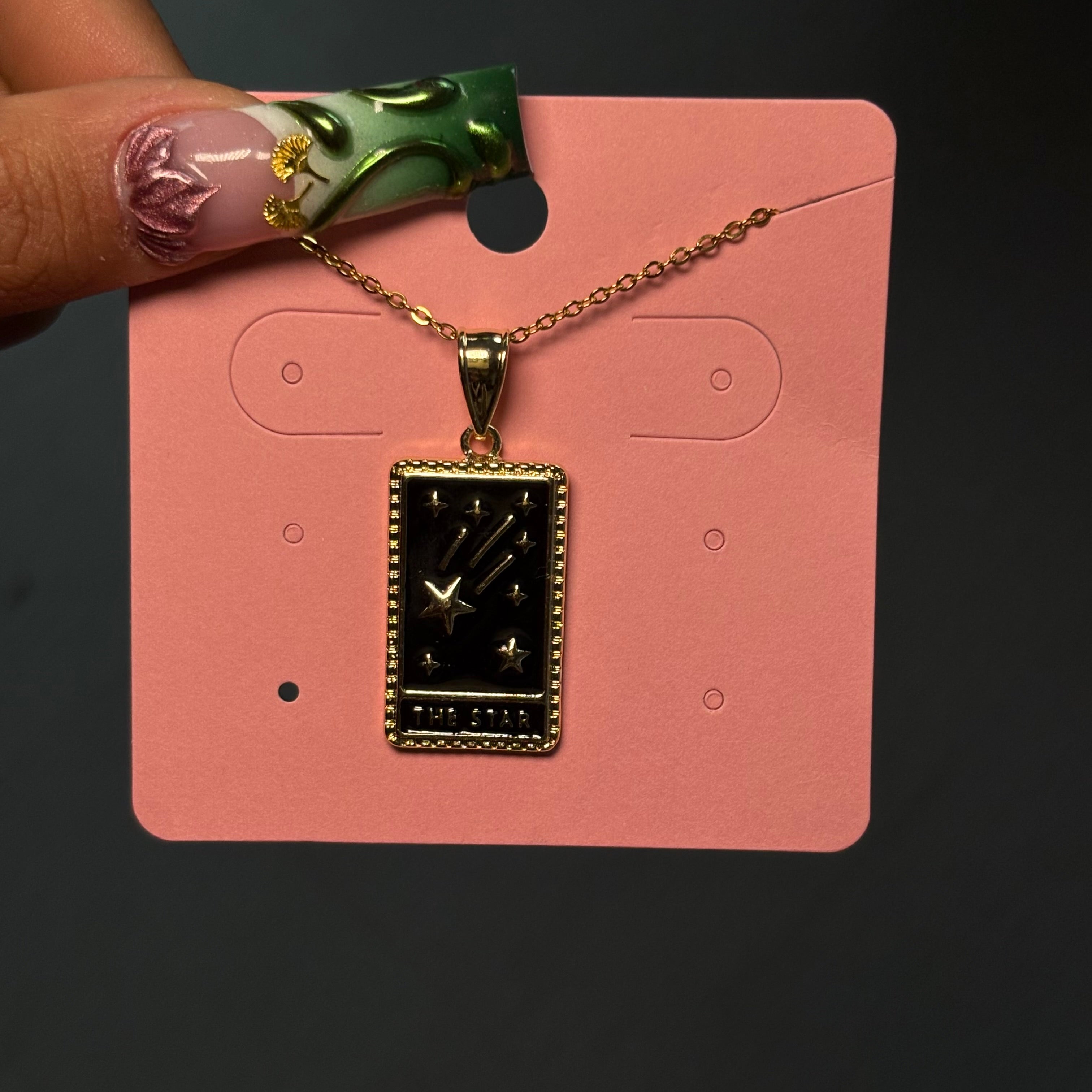 Gold Diamond The Star Card Necklace