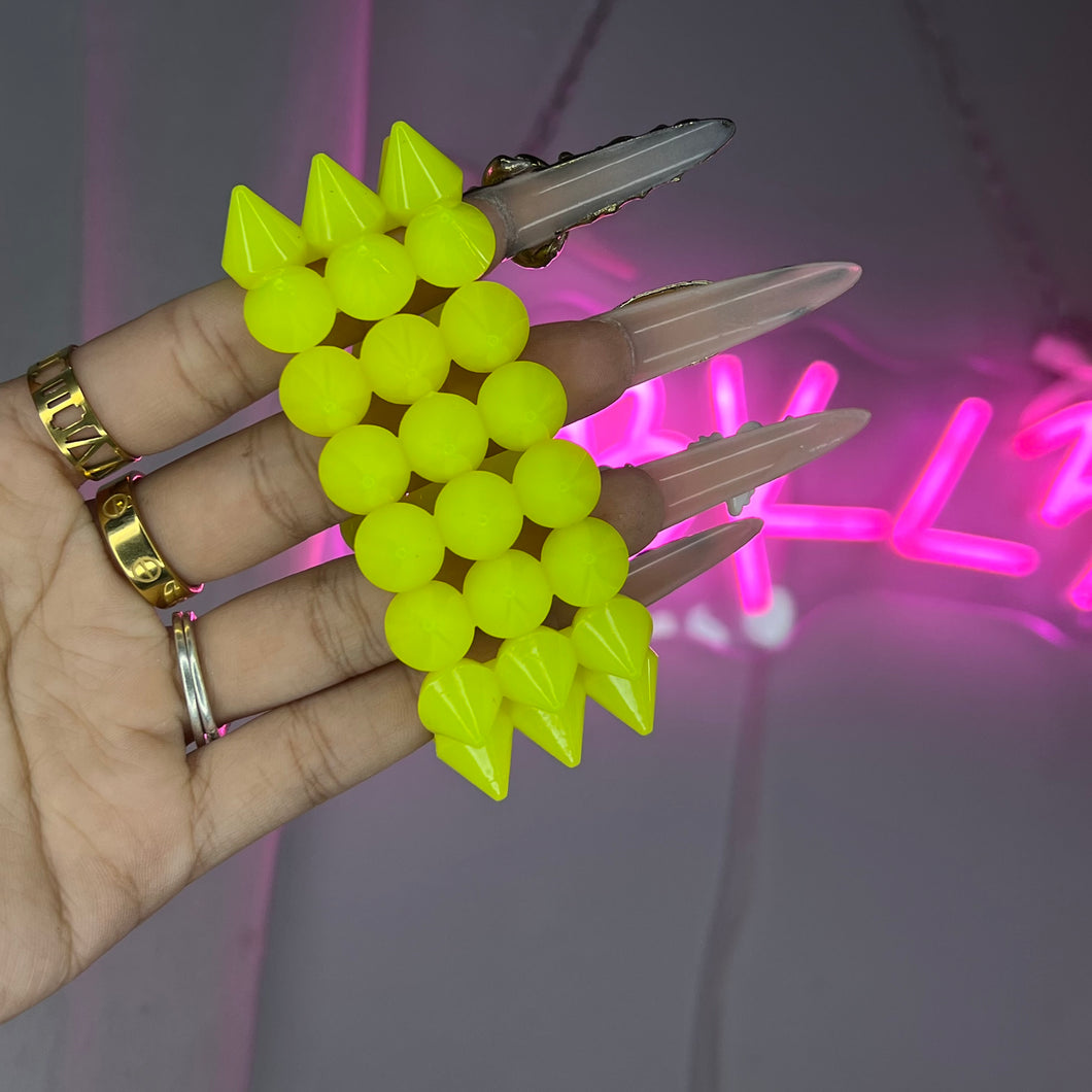 Yellow Y2K Spike Beaded Bracelet