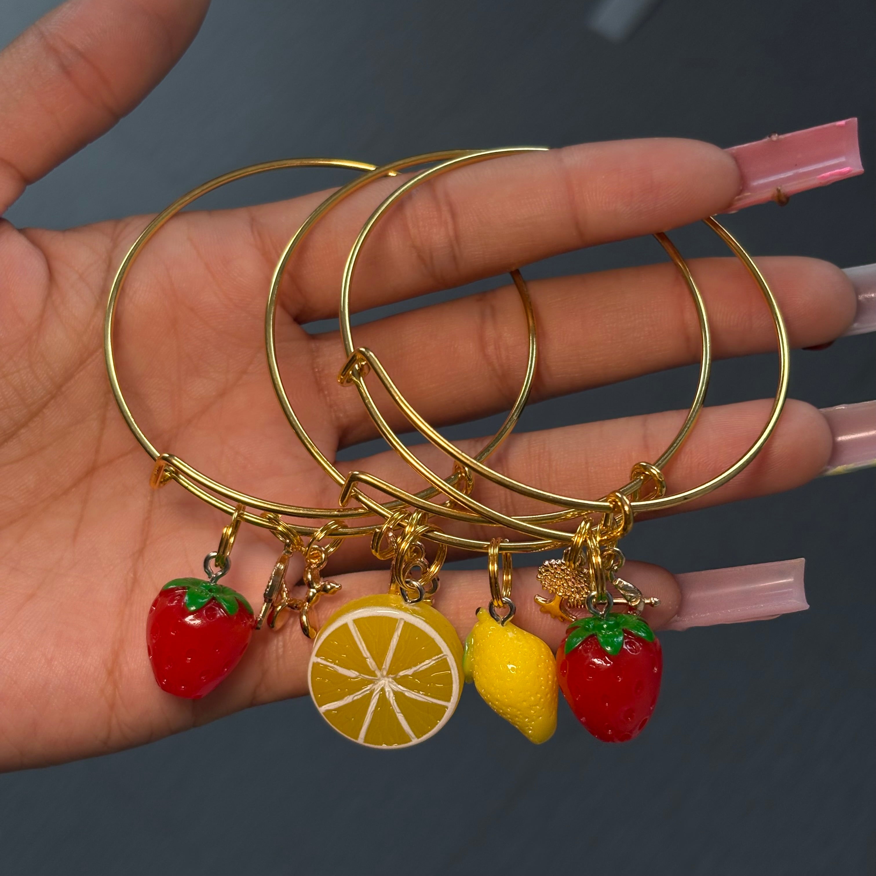 Strawberry Lemonade 🍓🍋 Gold 3PC Bangle Stack