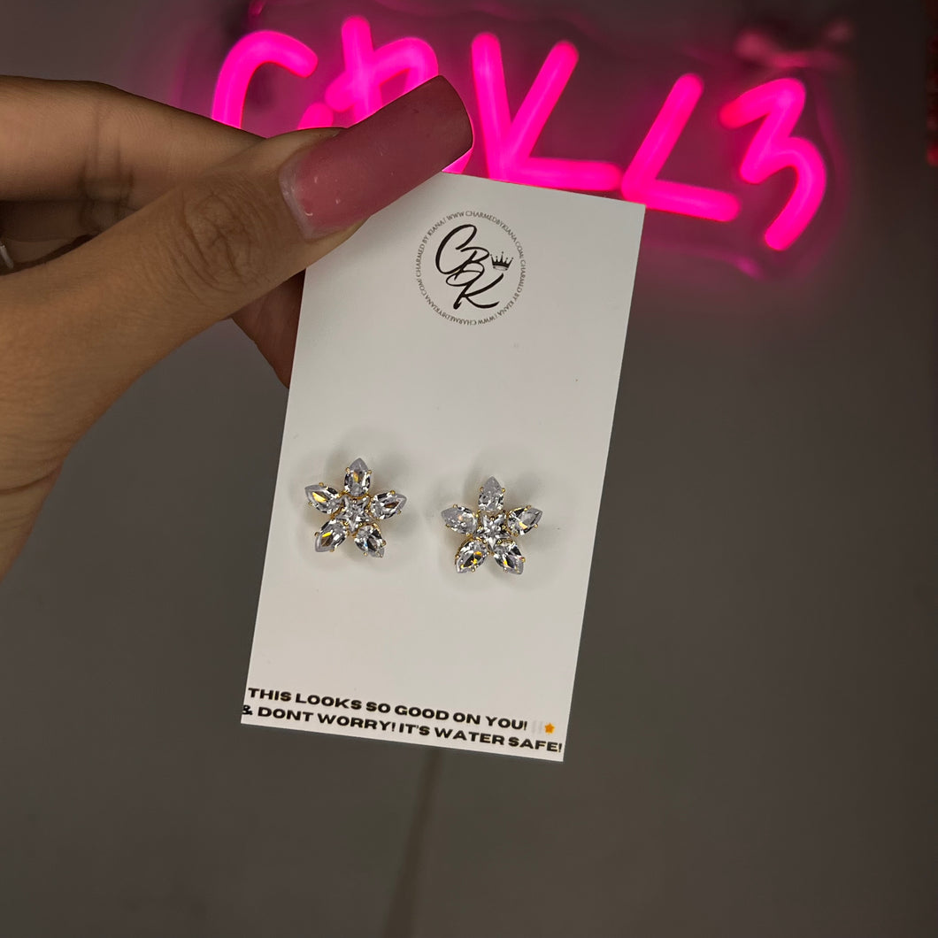 Gold Fleur Diamond Statement Earrings