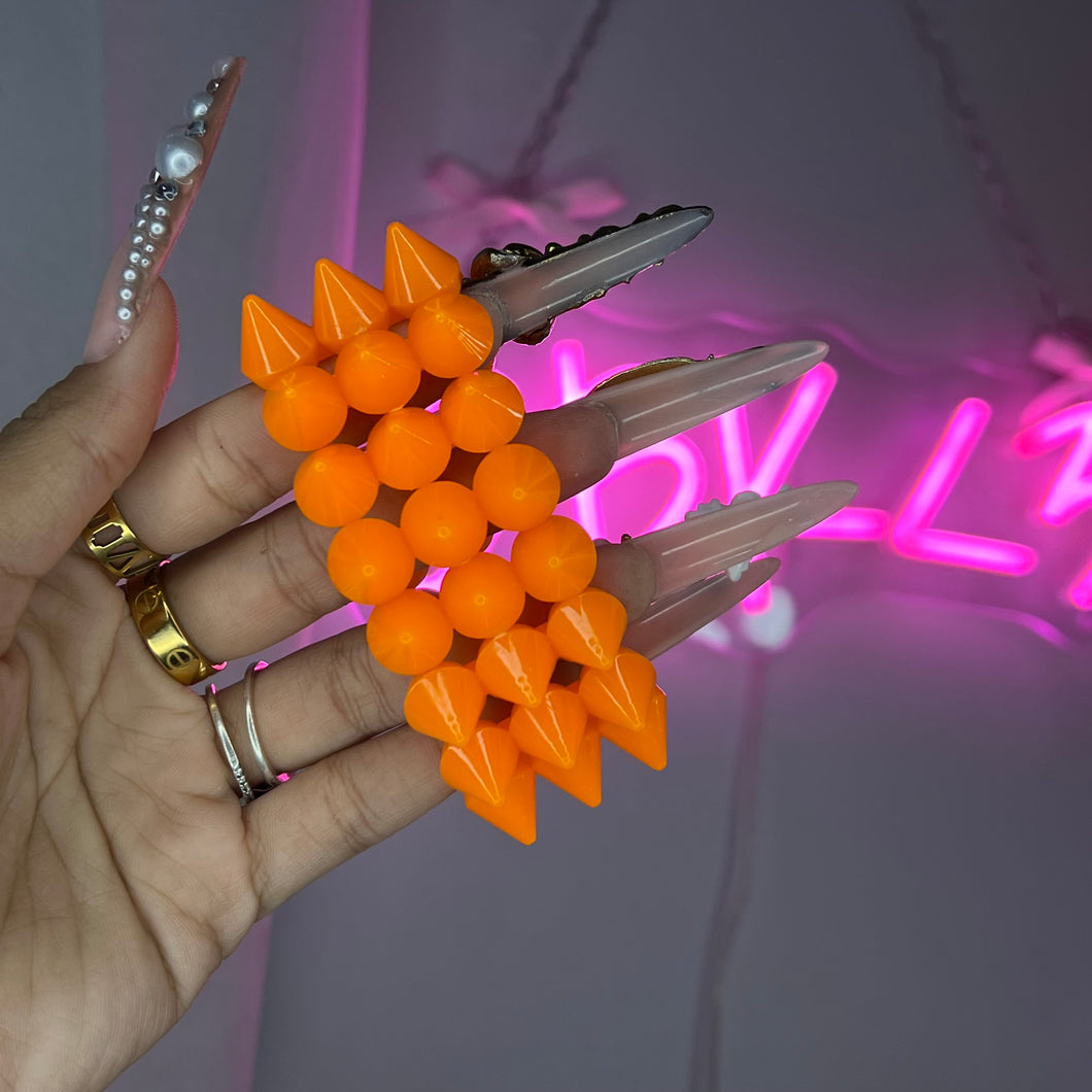 Orange Y2K Spike Beaded Bracelet