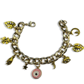 Pink Mal de Ojo 🩷🧿 Cuban Link Charm Bracelet