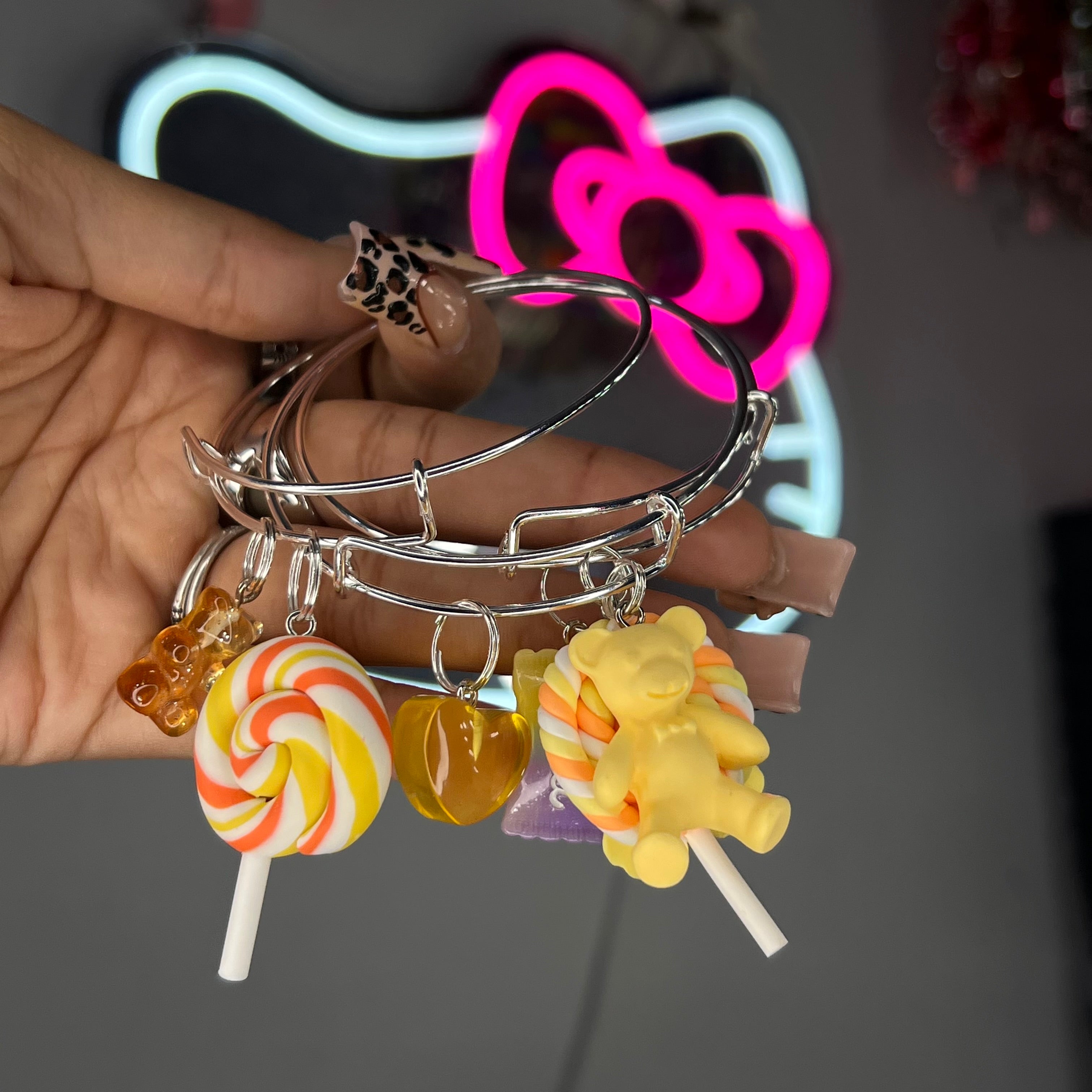 2 Yellow N Silver Baddie Bangle Set (3pc)