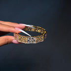 Gold Tri-Tone Starburst Chunky Bangle