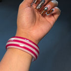 Pink & White Stripe Boba Bangle