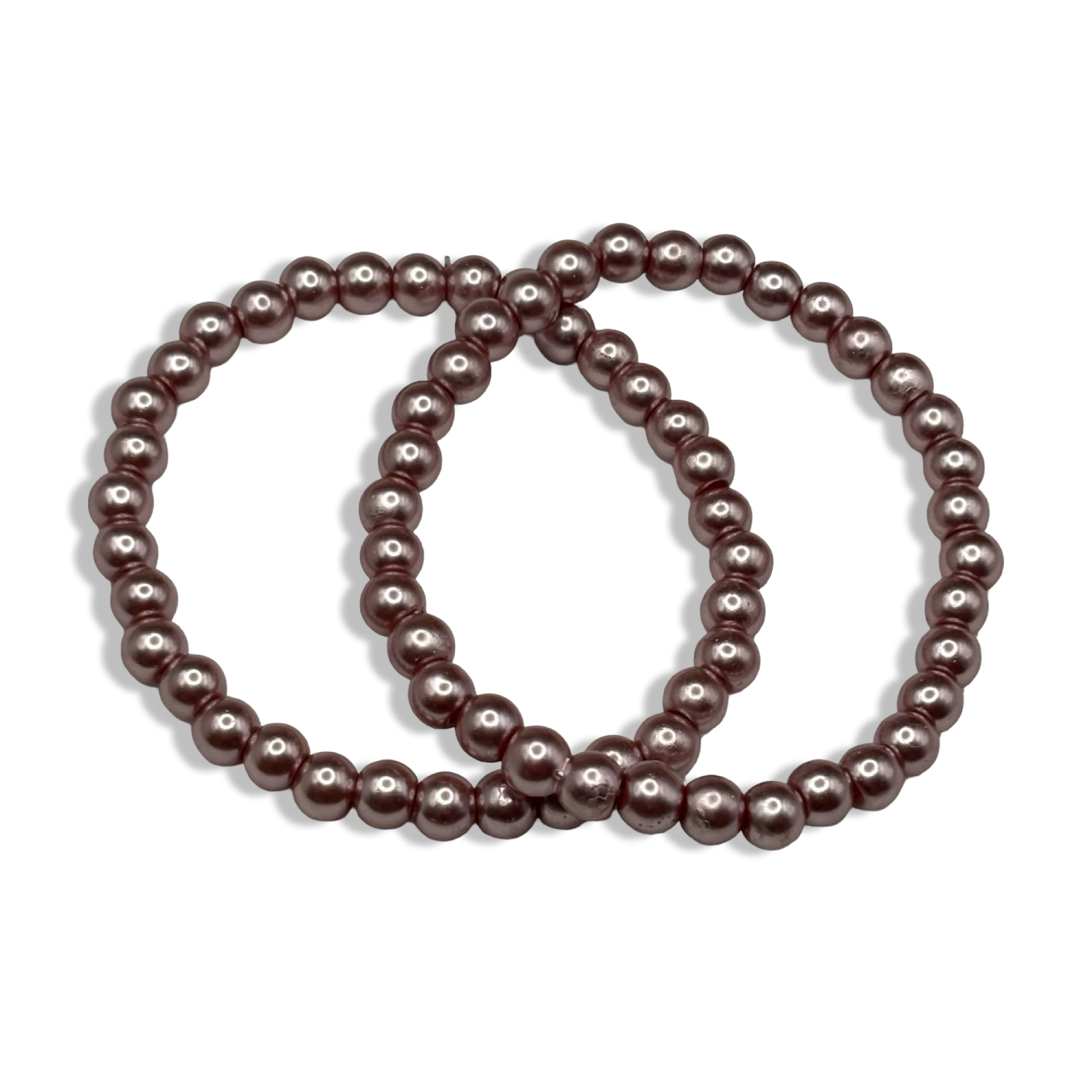 Dark Brown 4mm Pearl Basic Beaded Bracelets (2PC)