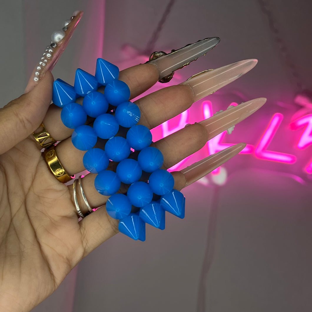 Blue Y2K Spike Beaded Bracelet