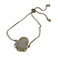 Gold Diamanté White Buddha Adjustable Tennis Bracelet