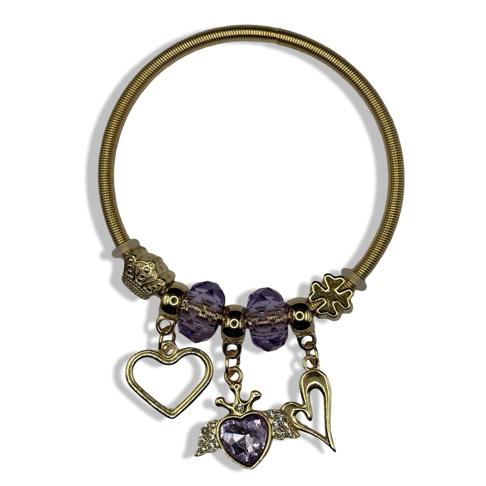 Purple & Gold Princessa Spring Charm Bracelet