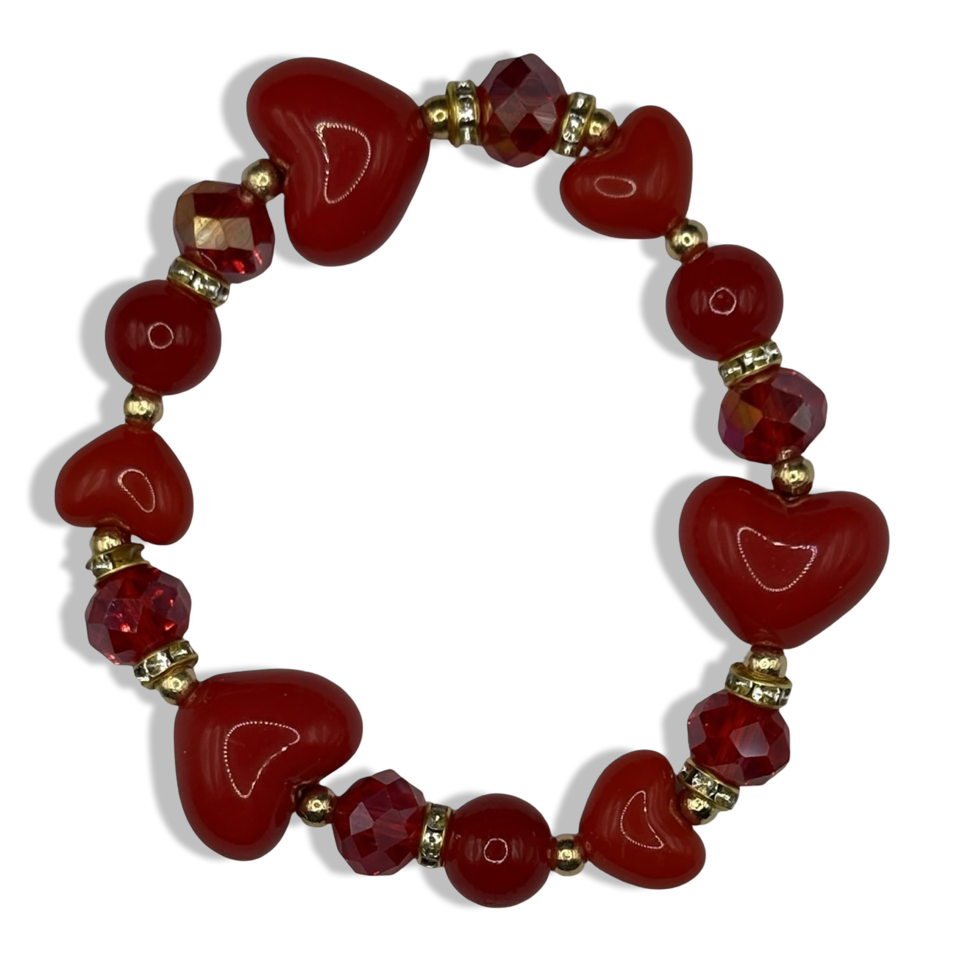 Red Candy Hearts Beaded Bracelet