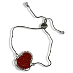 Silver Diamanté Red Buddha Adjustable Tennis Bracelet