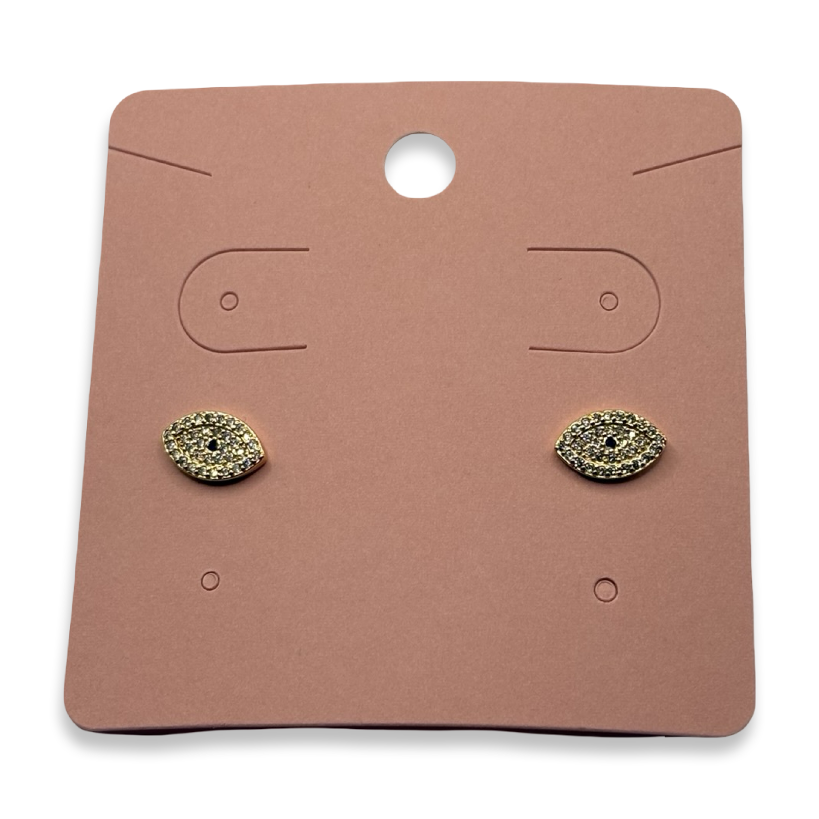 Gold Diamante Evil Eye Stud Earrings