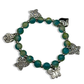 Green& Silver Crackle Butterfly Beaded Bracelet