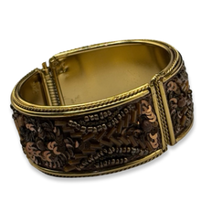 Load image into Gallery viewer, Gold &amp; Brown Beaded Statement Bangle
