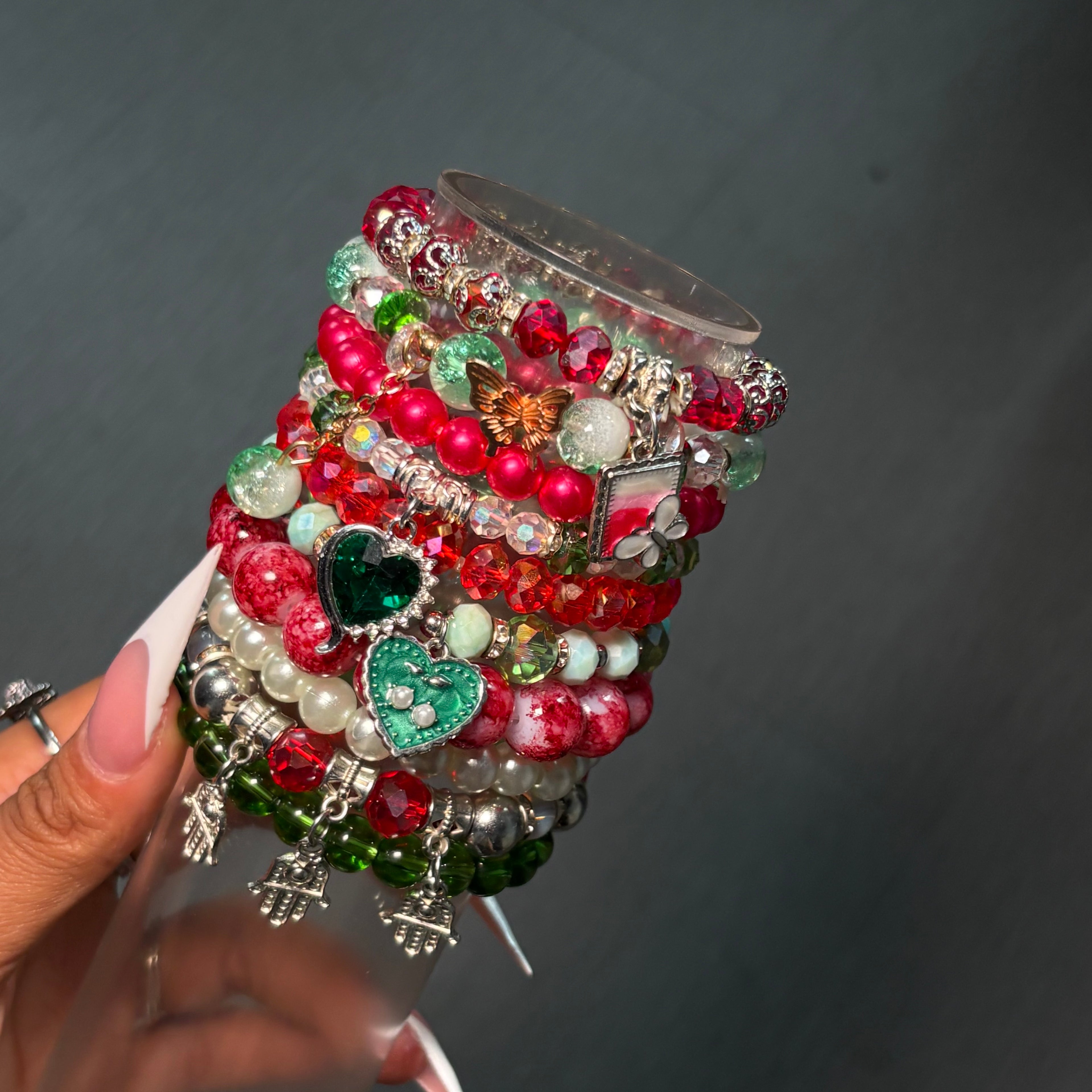 Red & Green 🍓10PC Beaded Mega Stacko