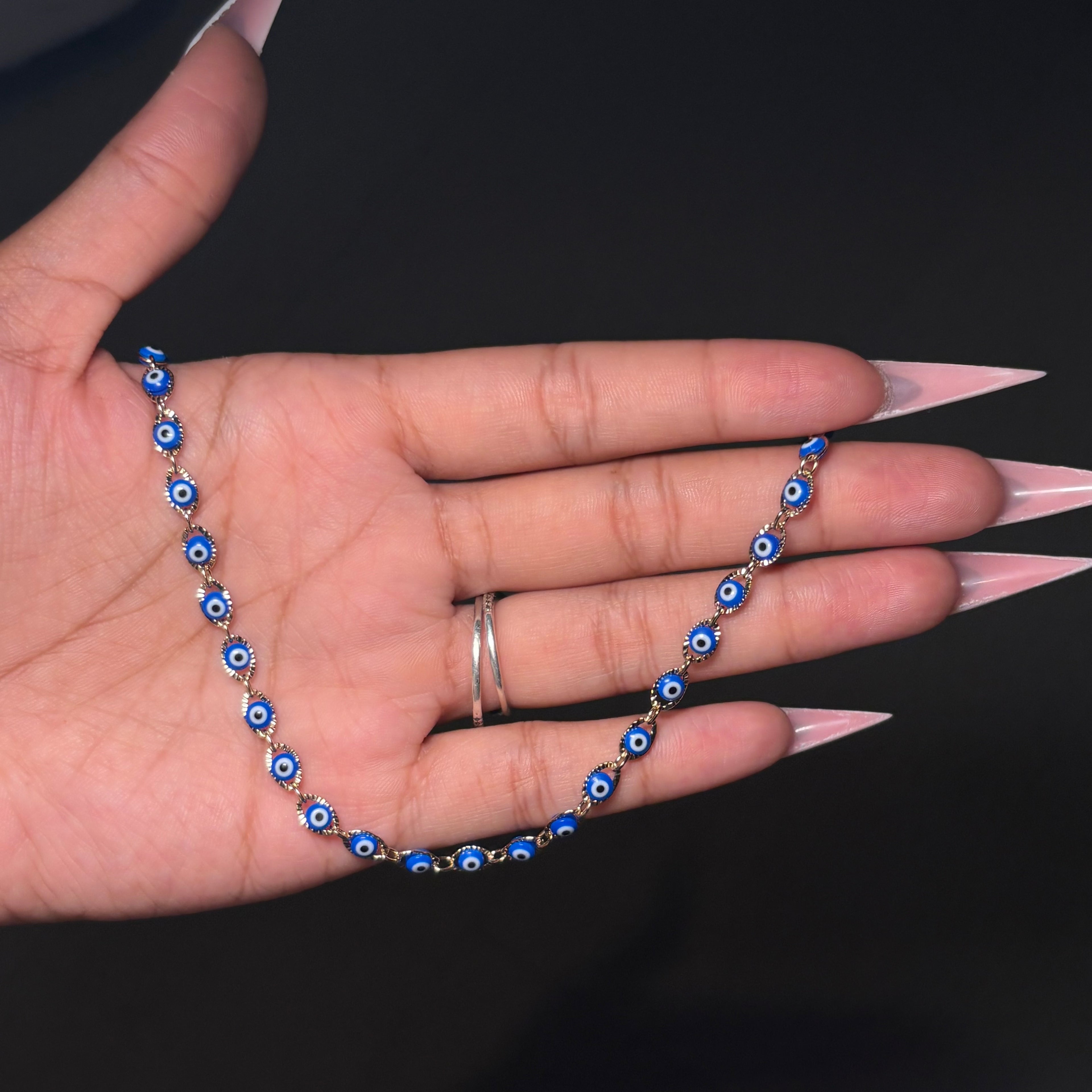 Gold & Blue Mal de Ojo Anklet