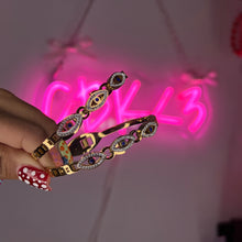 Load image into Gallery viewer, Gold Evil Eye Diamond Bangle
