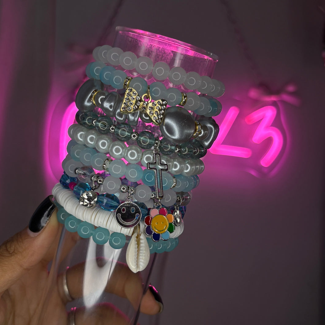 Bubbles 🫧🩵 10PC Meg Stack (Beaded Bracelet Set)