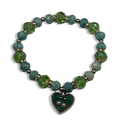 Green & Silver Cherry Luver Beaded Bracelet