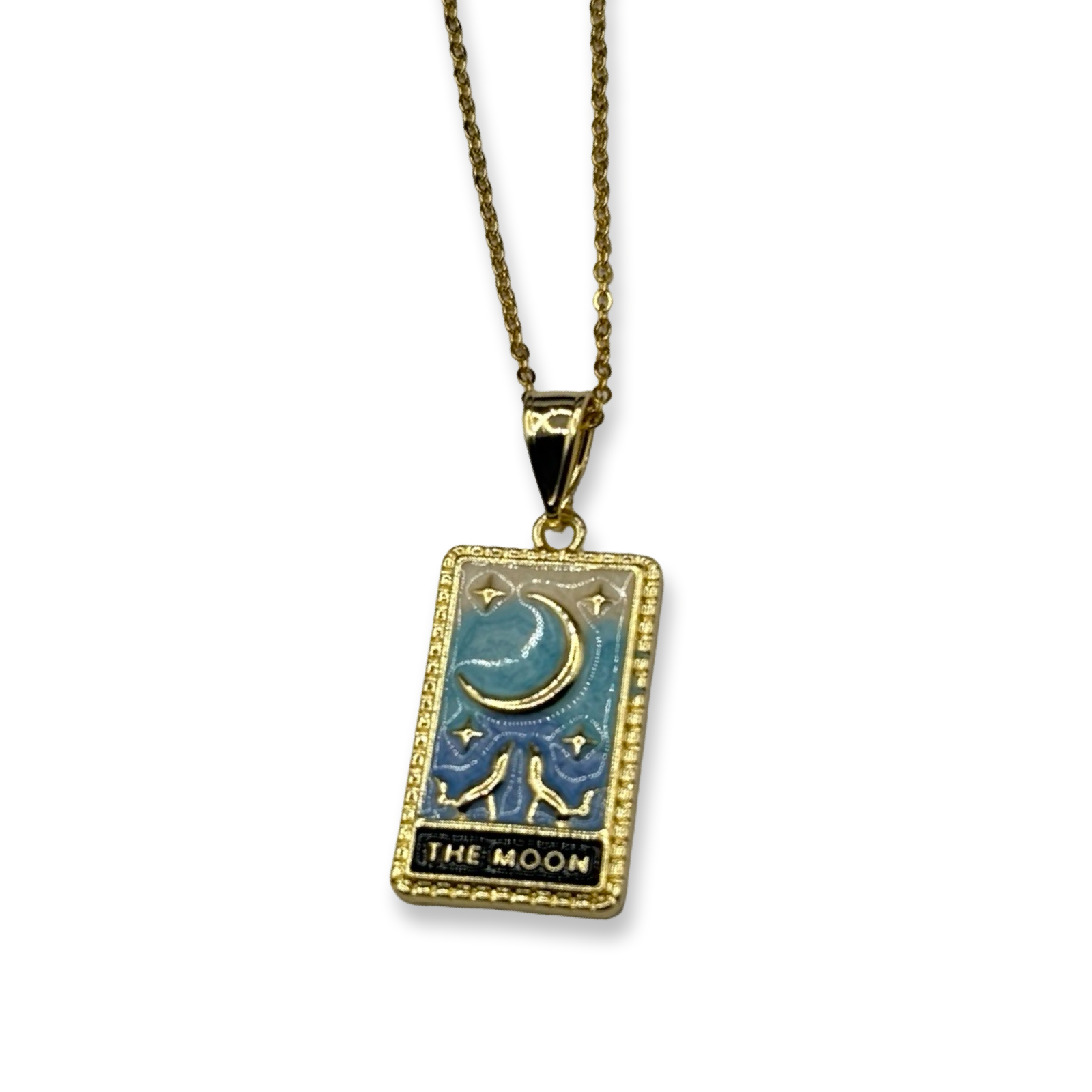 Gold Diamond The Moon Card Necklace