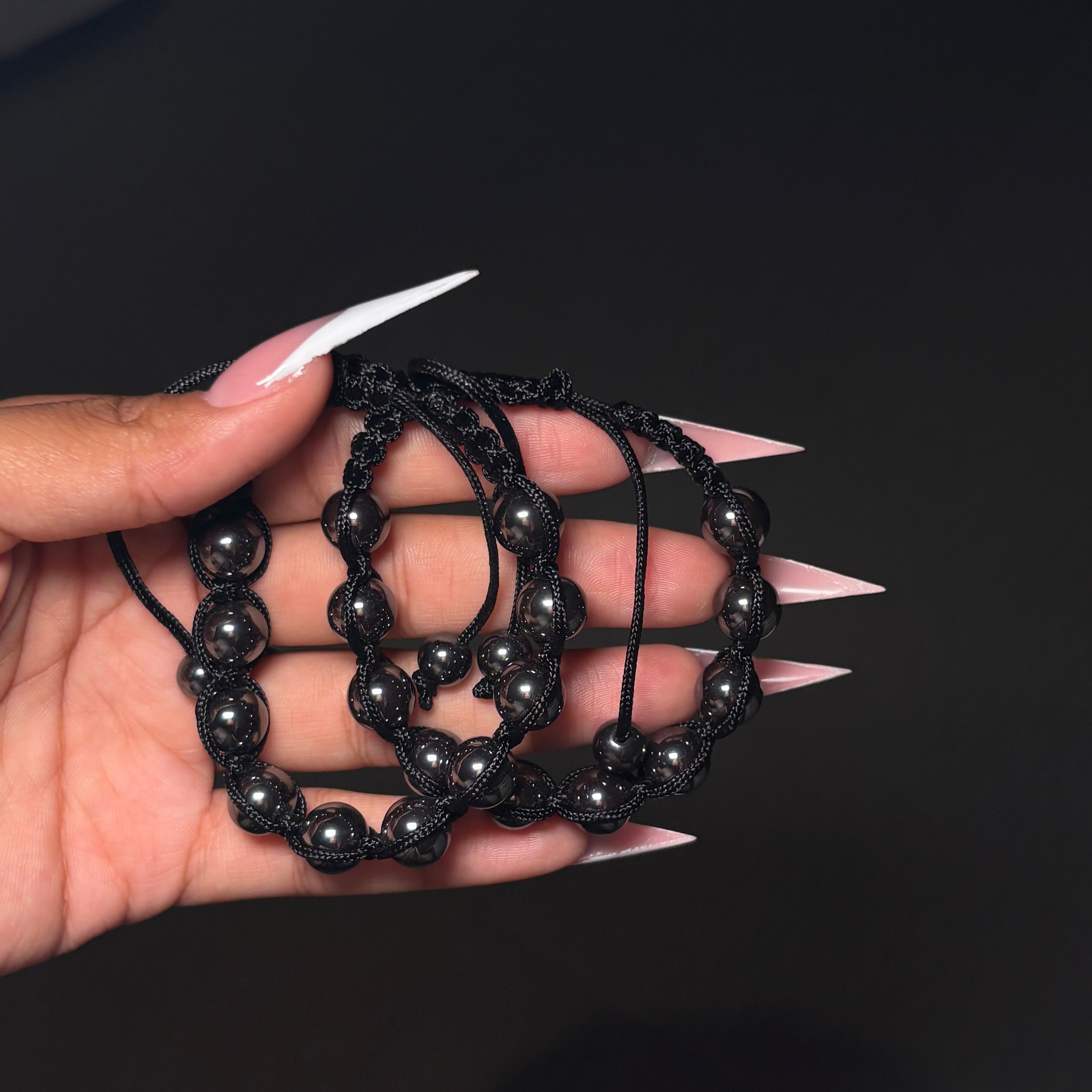 Black Hematite Adjustable Beaded Bracelet