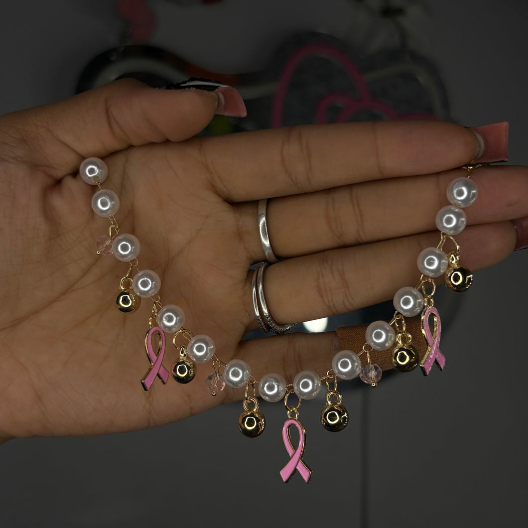 Gold & Pink Breast Cancer Awareness Charm Bracelet