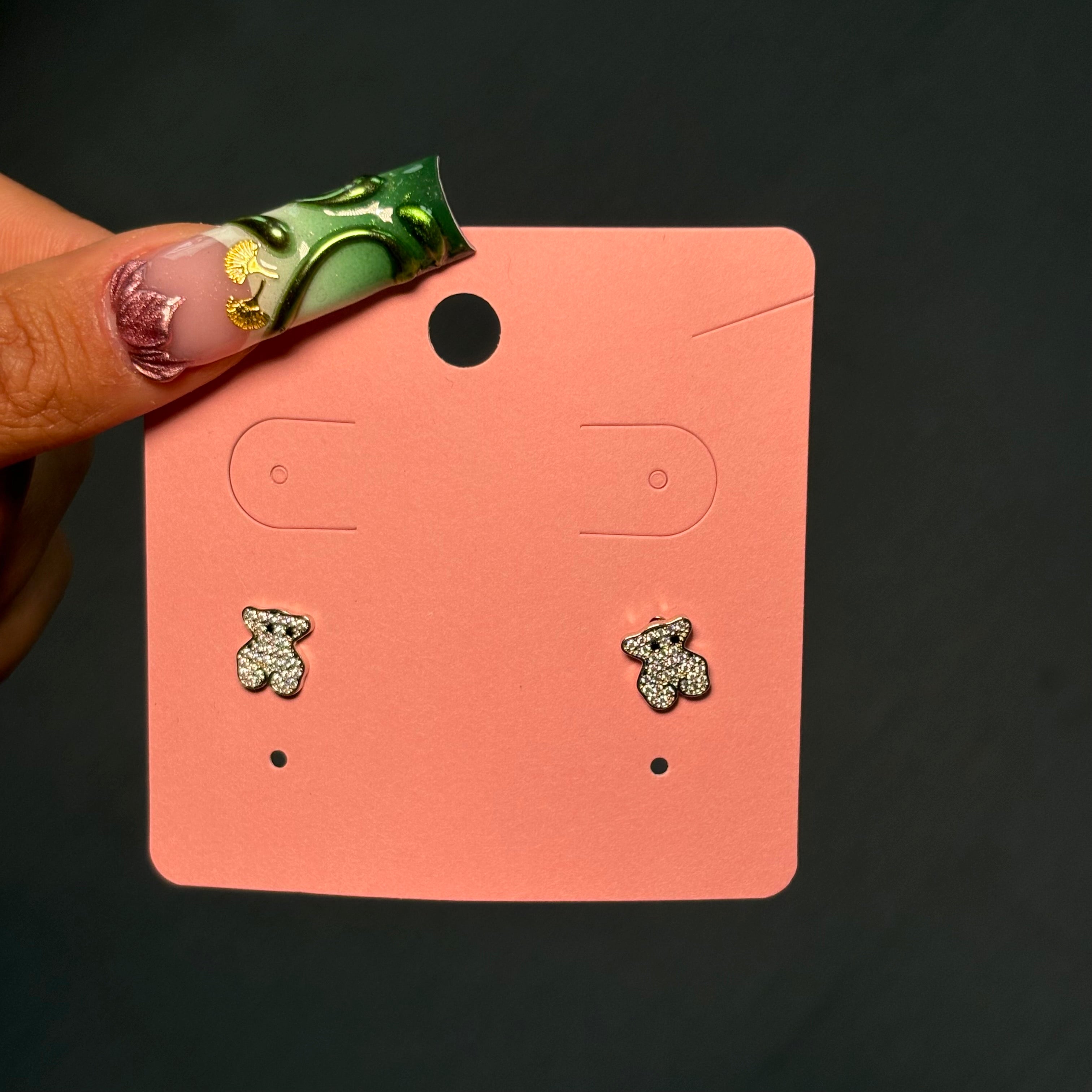 Silver Diamante Teddy Stud Earrings
