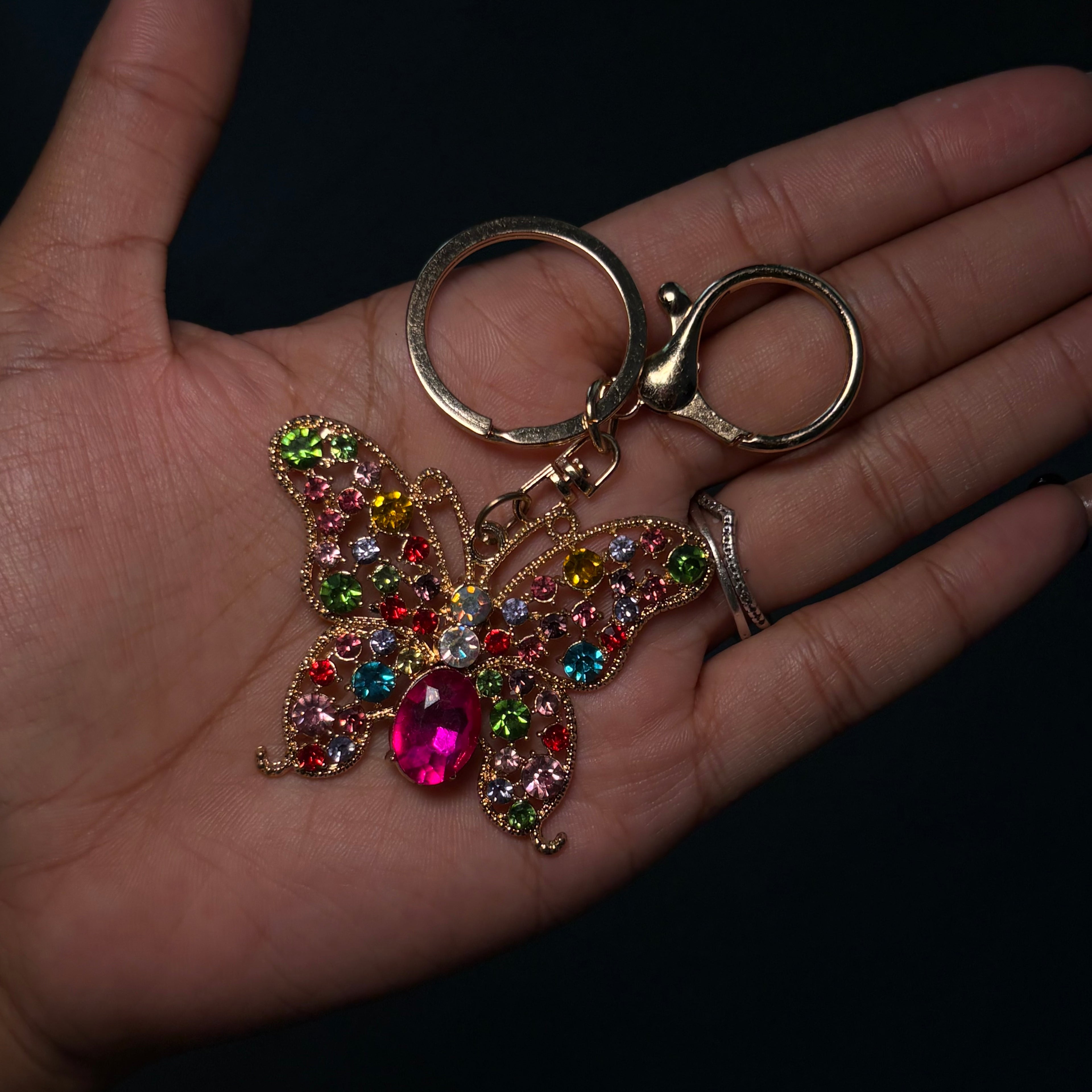 Gold & Rainbow XL Blinged Mariposa Purse Charm