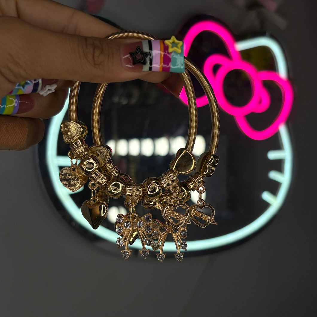 Gold Coquette Spring Charm Bracelet