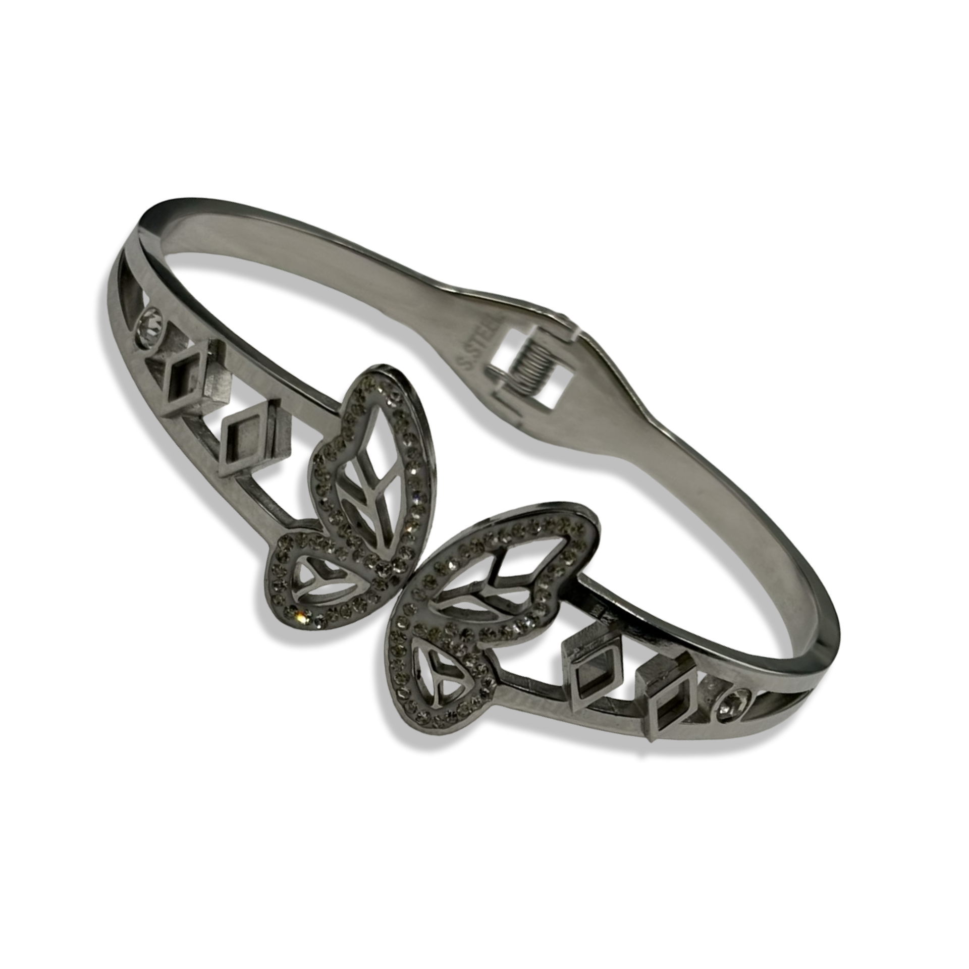 Silver Diamond Flutter Cuff (Opens Between Wings)