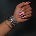 Silver Cuban Link Bangle Stack