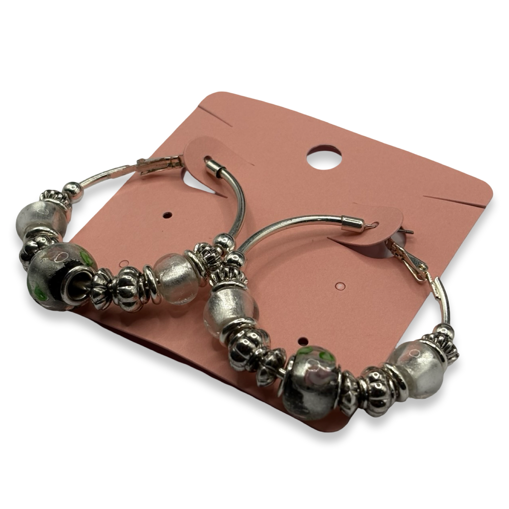 Silver & White Charm Girlie Earrings