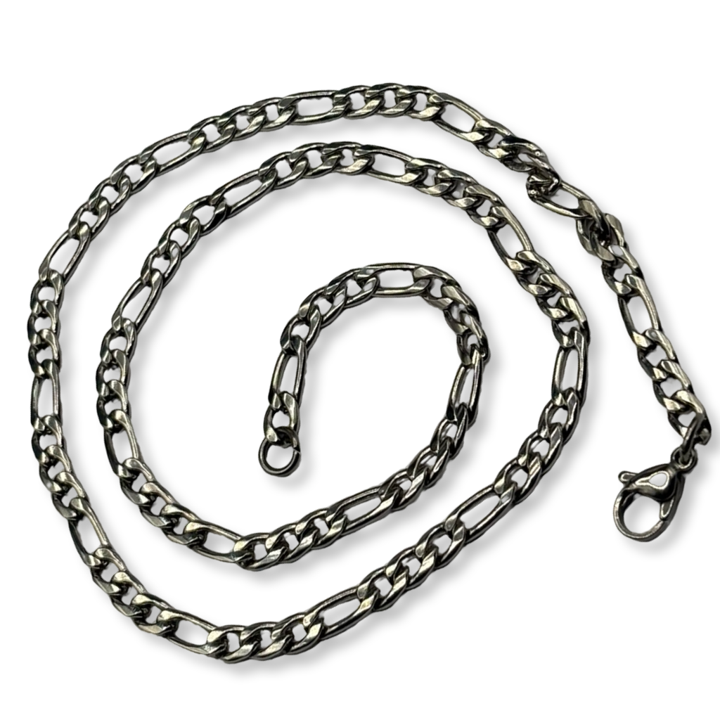 Silver Mini Figaro Link Necklace 16inches