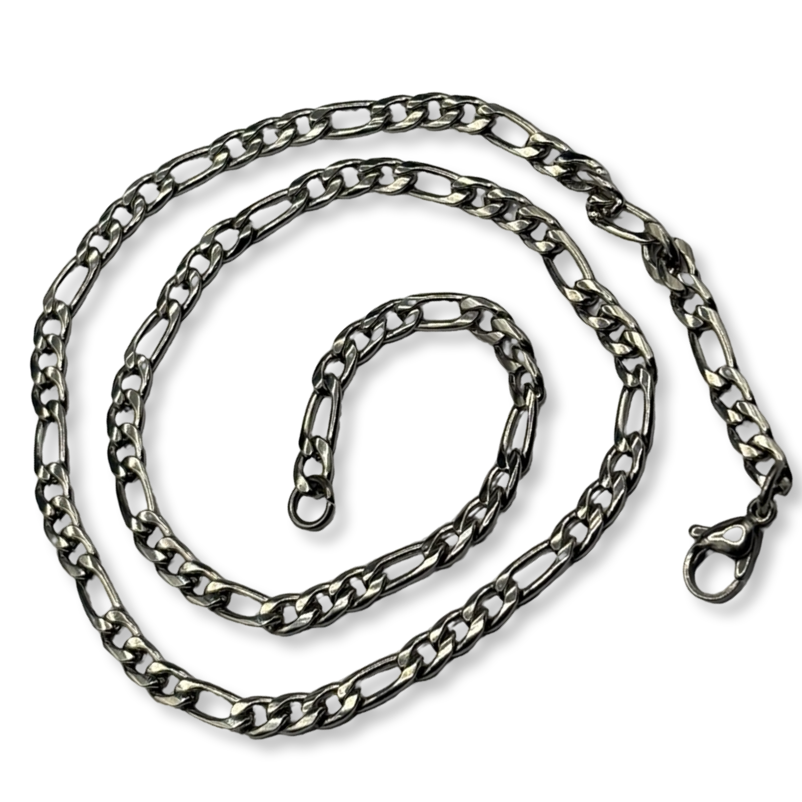 Silver Mini Figaro Link Necklace 16inches