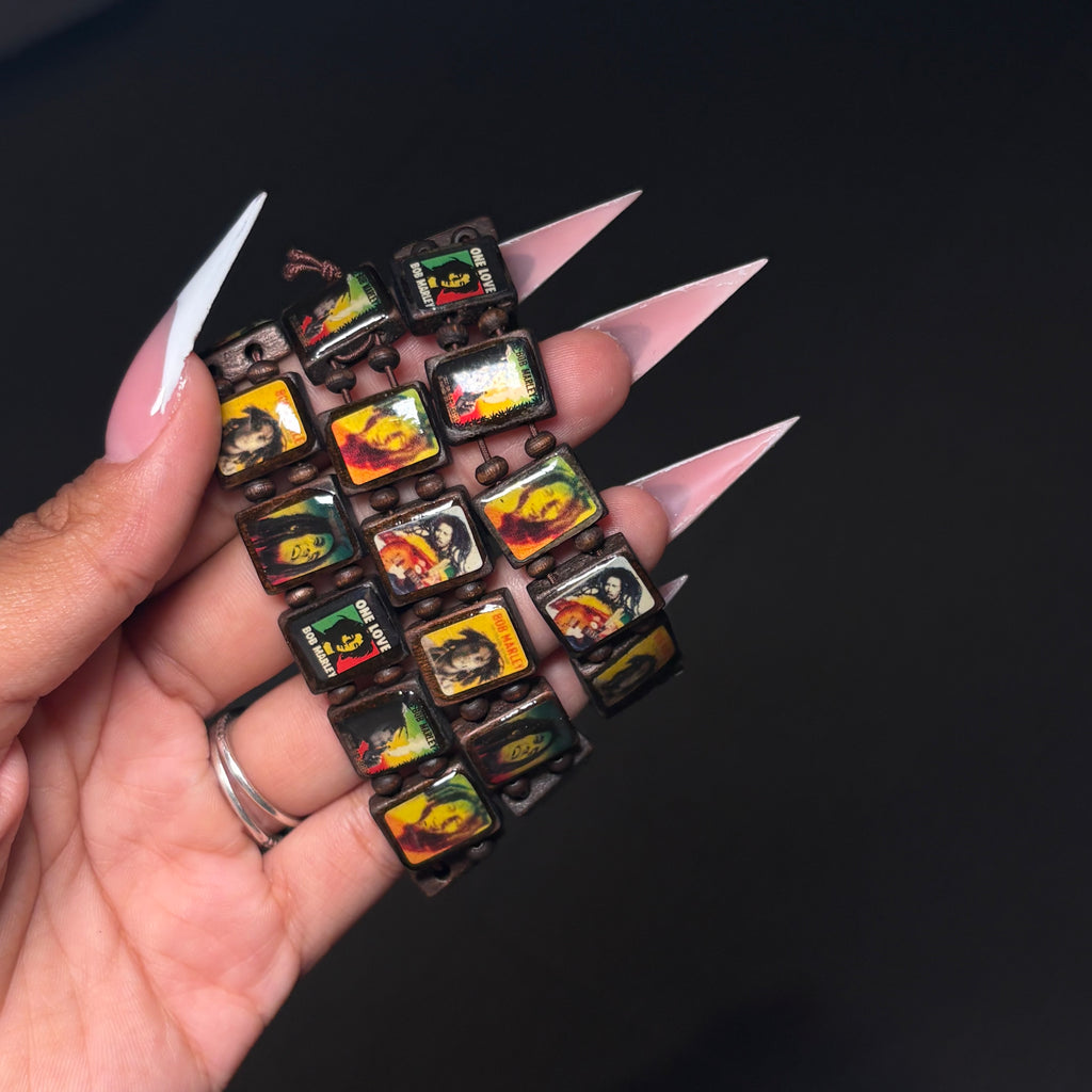 Brown Bob Marley Beaded Bracelet