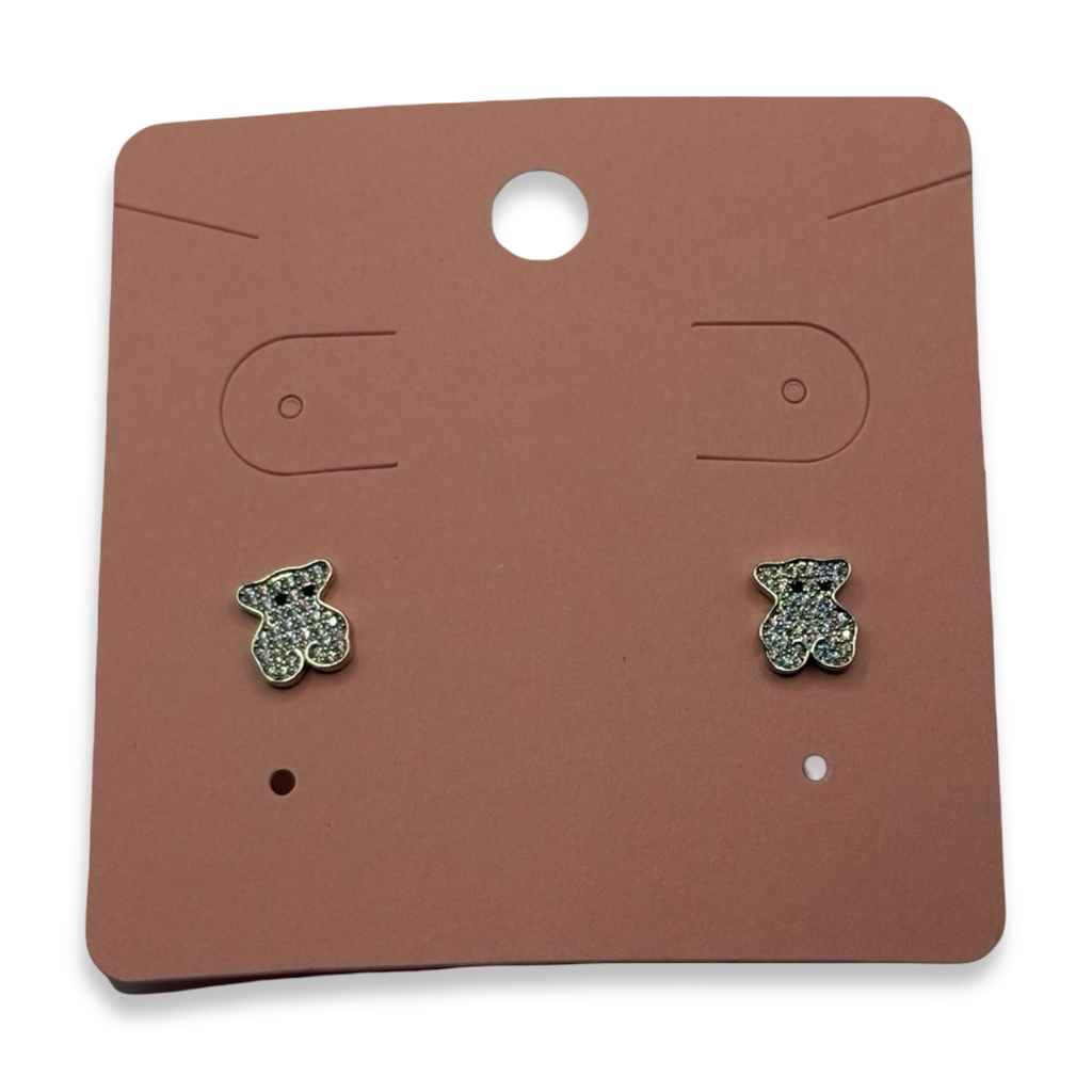 Silver Diamante Teddy Stud Earrings