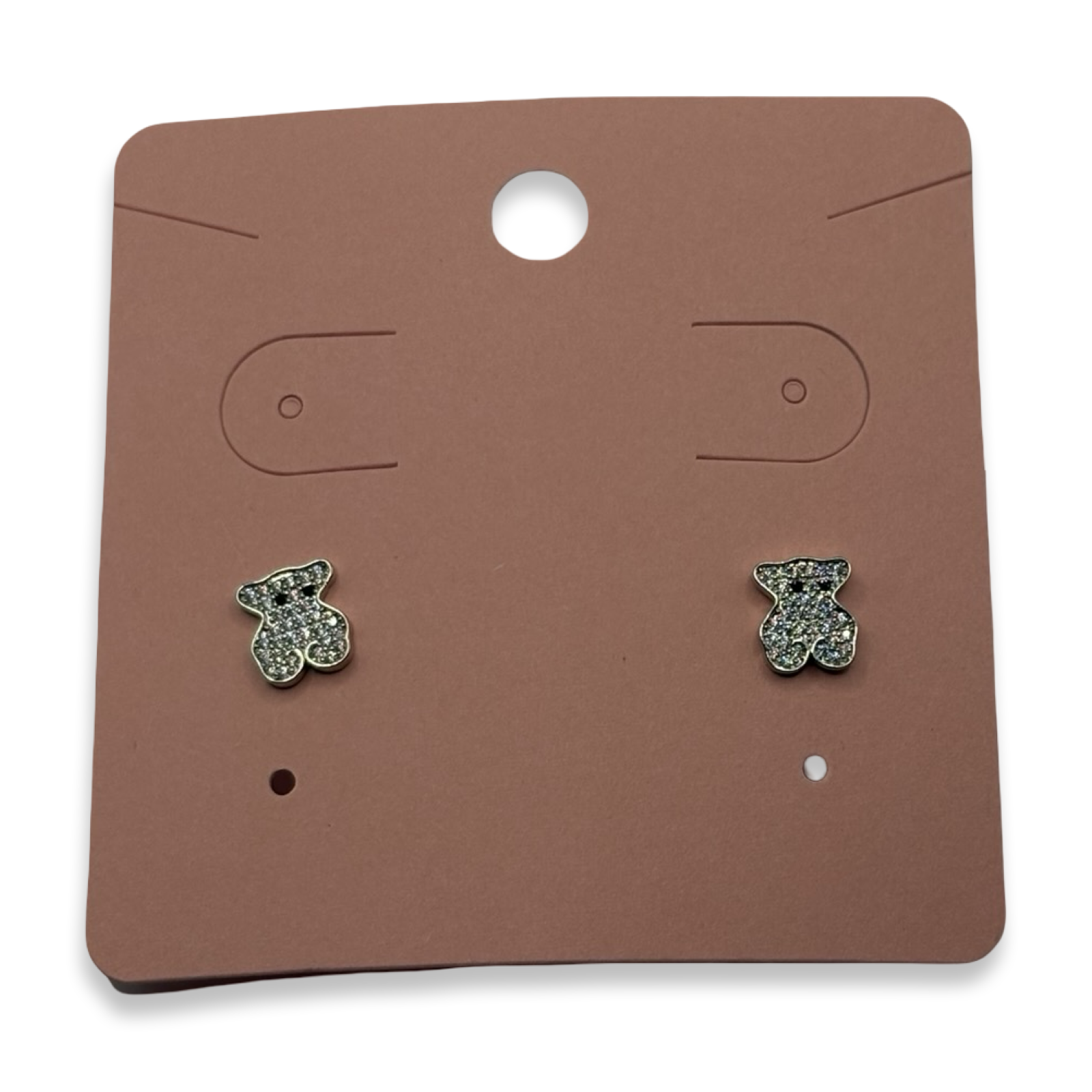 Silver Diamante Teddy Stud Earrings