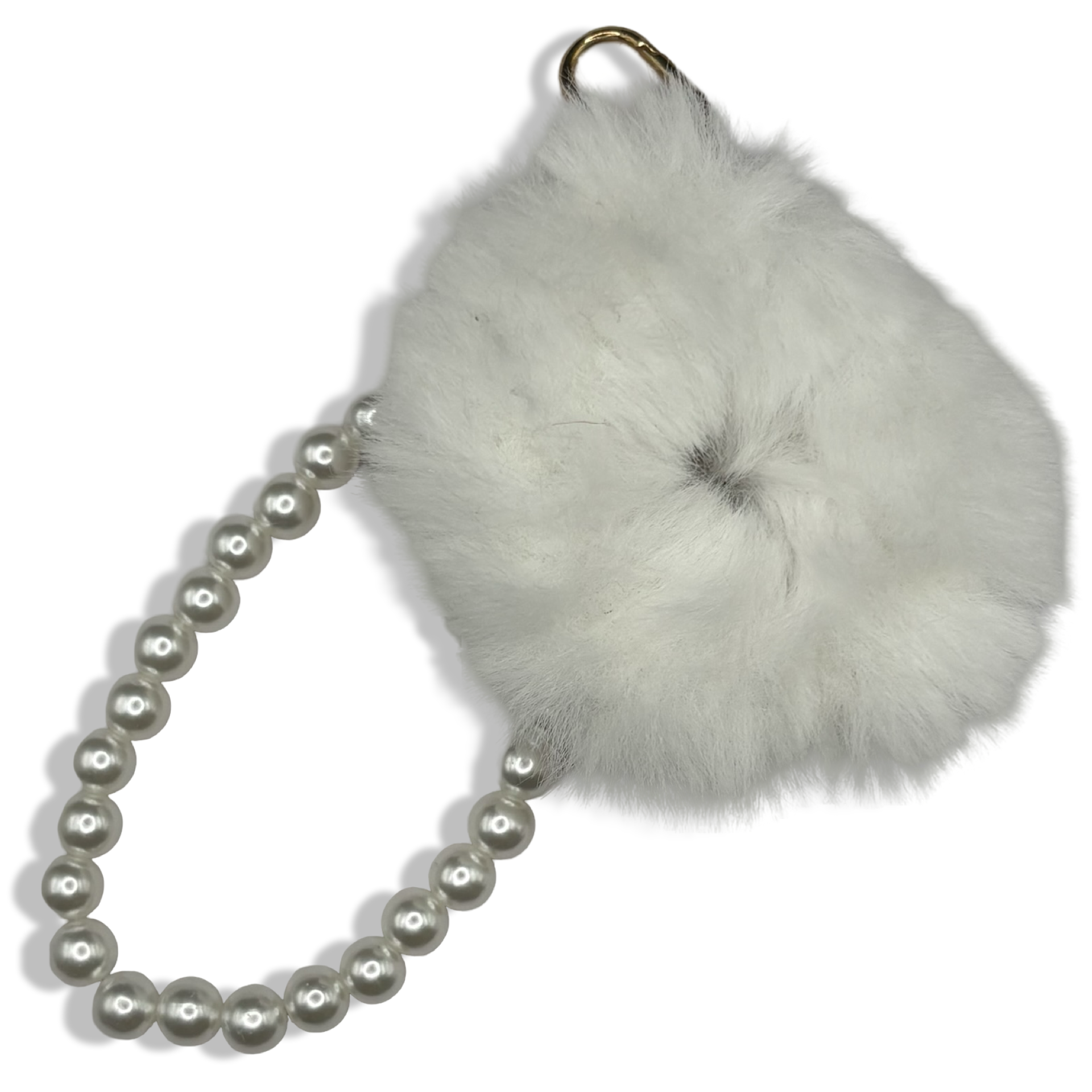 White Fluffy Pearlita Purse Charm