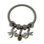 Silver Bumble Bee Spring Charm Bracelet