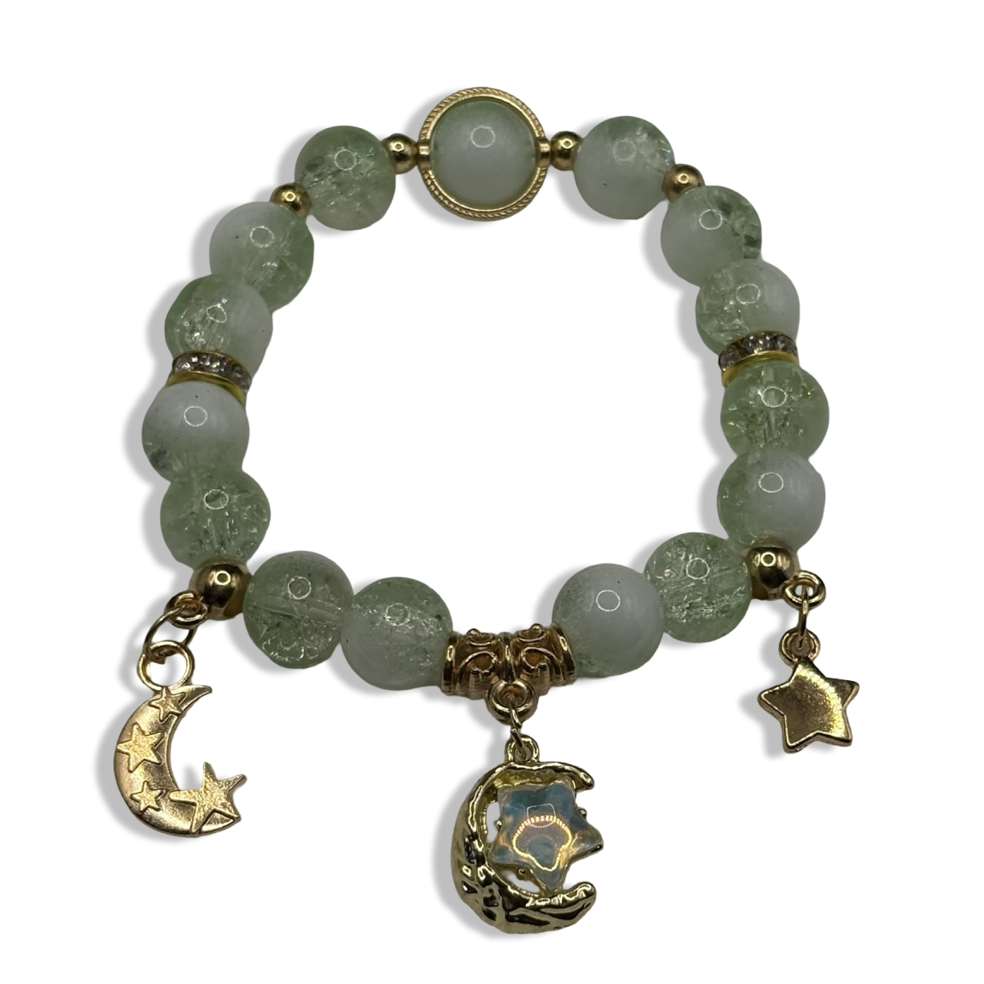 Green & Gold Luna Beaded Bracelet