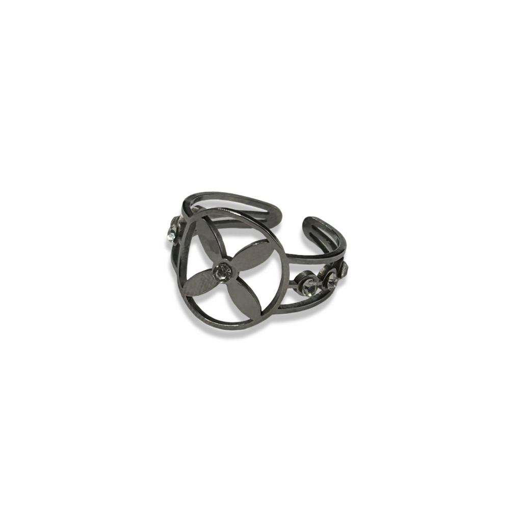 Silver Diamond Klover 2.0 Adjustable Ring
