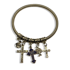 Purple & Silver Cross Spring Charm Bracelet