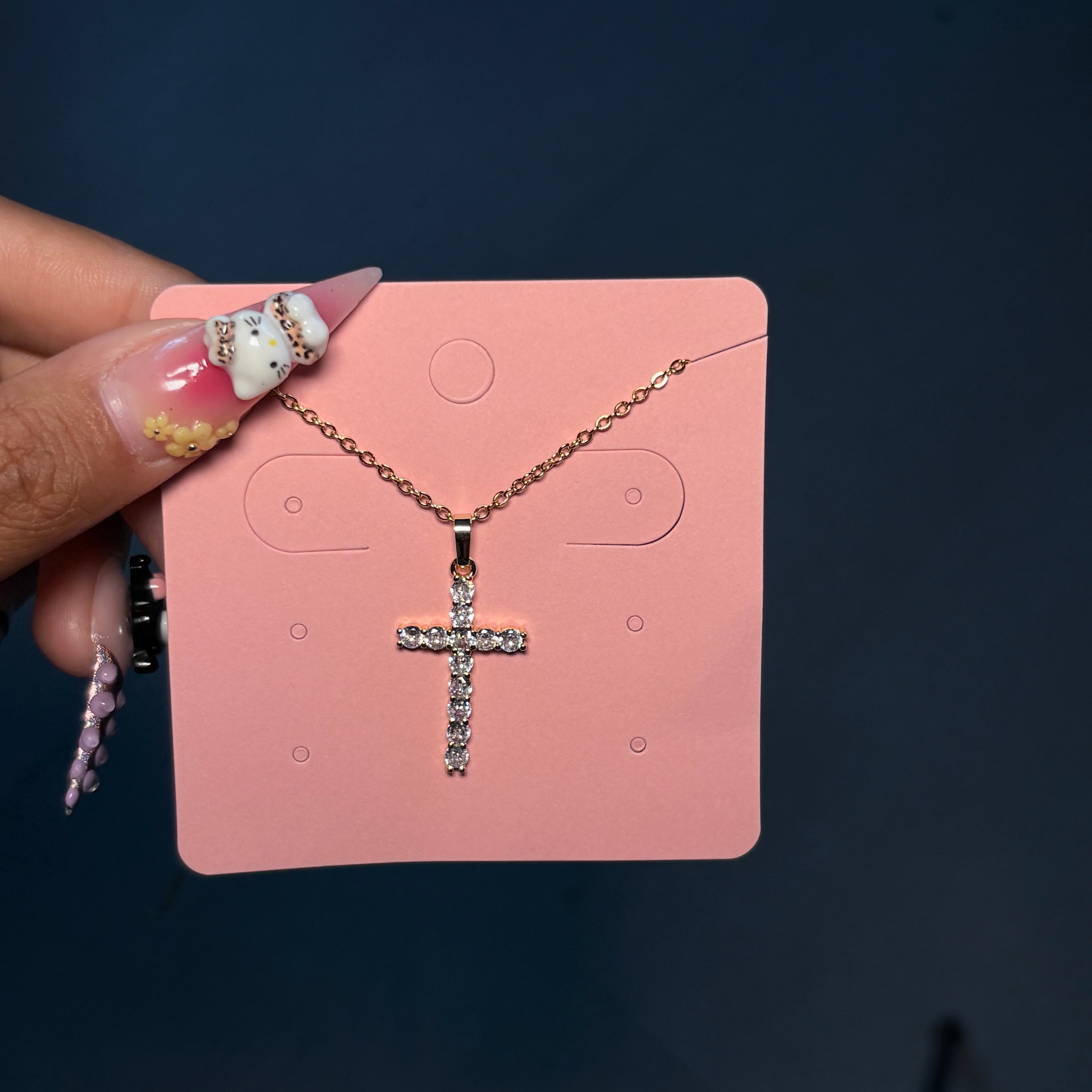 Gold Slim Diamond Cross Necklace